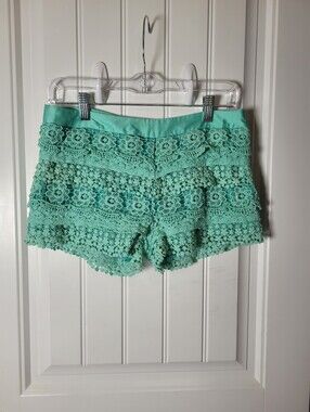 Mint Crochet Lace Women’s Mini Shorts by Birdcage